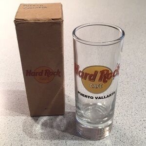 NEW PUERTA VALLARTA Black Lettering Hard Rock Cafe Shooter Shot Glass With Box